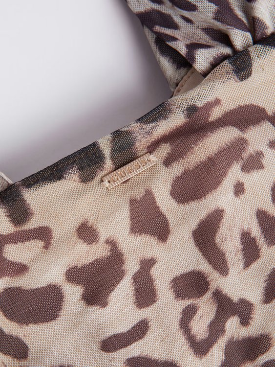 Luxusní Tecla Bow šaty, Hnědá barva, S, M