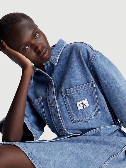 Módní Boxy Belted šaty, Modrá barva, 2024