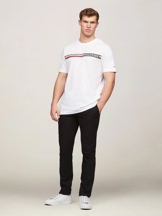 Chest Stripe triko – Tommy Hilfiger, Bílá barva Muži