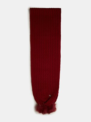Guess – Pom-Pom šála, Vínová barva