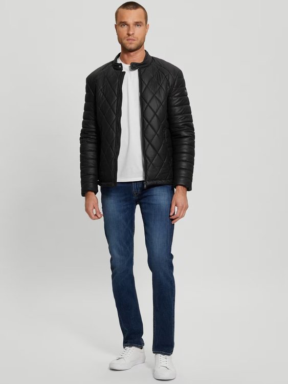 GUESS – Stretch Faux bunda, Černá barva 1