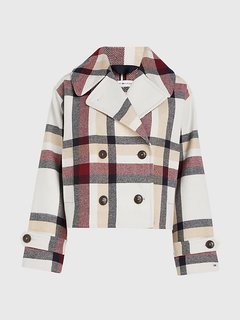 Béžová barva, Wool Blend Check kabát