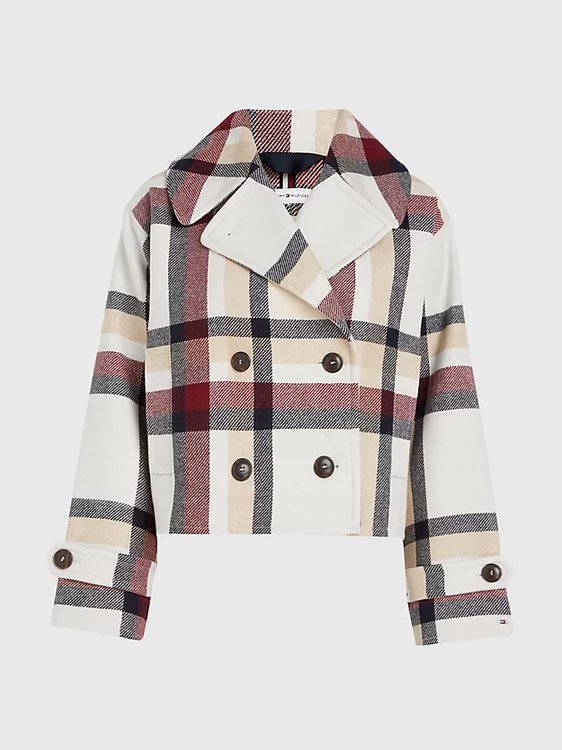 Béžová barva, Wool Blend Check kabát