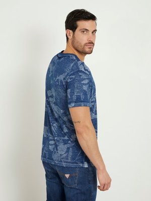 Módní All over print triko, Modrá barva, 2024