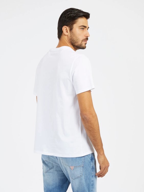 Triangle Logo triko – GUESS, Bílá barva Muži