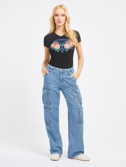 Módní Roses Triangle triko, Černá barva, 2023