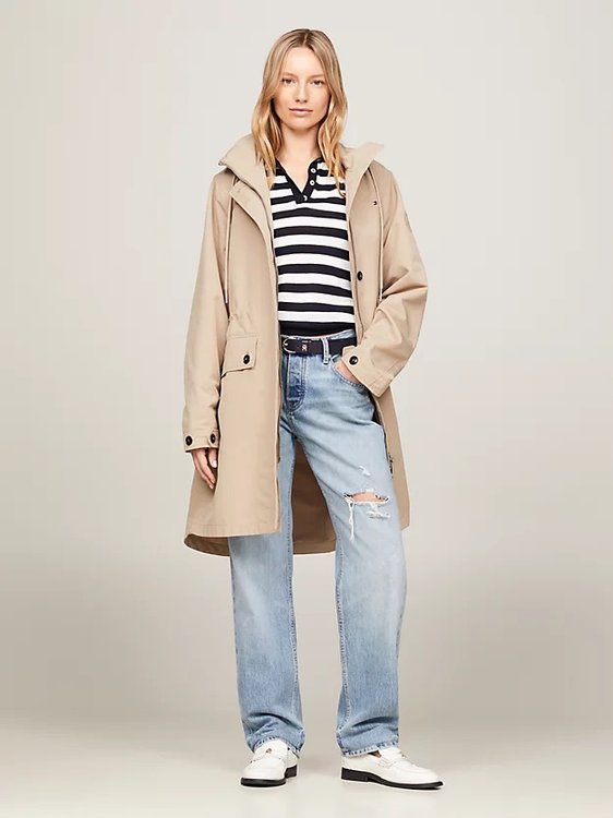 Tommy Hilfiger – Essential Cotton Blend parka, Béžová barva
