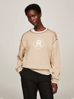 Tommy Hilfiger – Modern Tipped mikina, Béžová, Hnědá barva