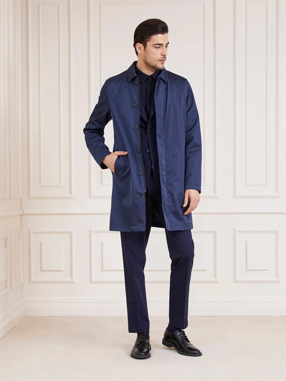 Módní Herren trenčkot, Modrá, Navy barva, 2022