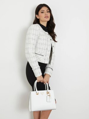 Noelle Girlfriend střední kabelka – GUESS, Bílá barva Ženy