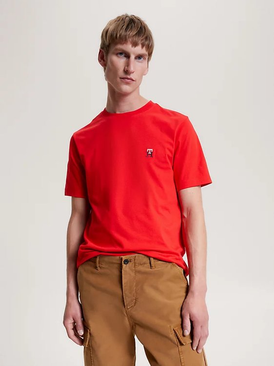 Tommy Hilfiger – Small Monogram triko, Červená barva