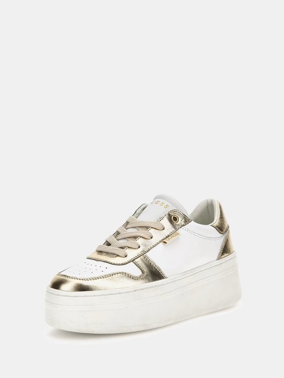 GUESS – Lifet tenisky, Bílá, Zlatá barva