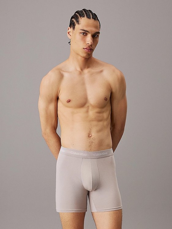 Cotton Stretch boxery 3ks – Calvin Klein Underwear, Černá, Krémová, Modrá barva Muži