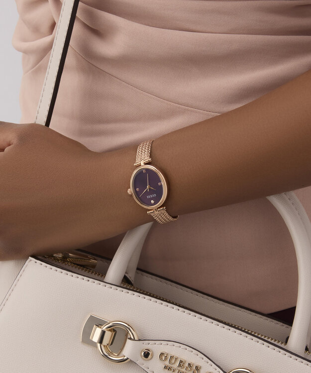 GUESS – Ruby hodinky, Růžové zlato, Vínová barva 1