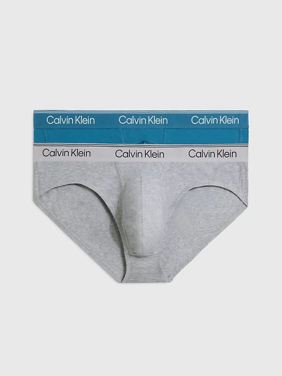 Calvin Klein Underwear – Athletic Cotton slipy 2 ks, Modrá, Šedá barva