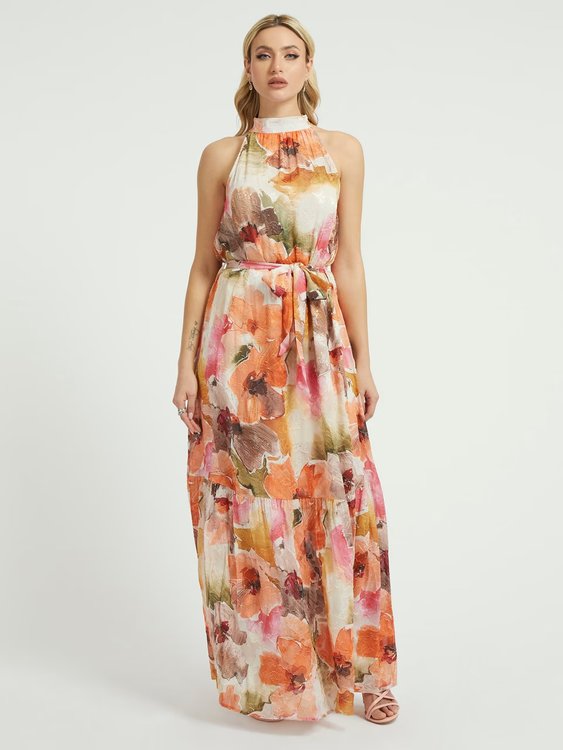 GUESS – Katia šaty, Multi, Oranžová barva