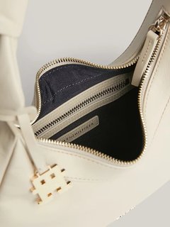 Luxusní Pushlock Leather kabelka, Krémová barva, OS