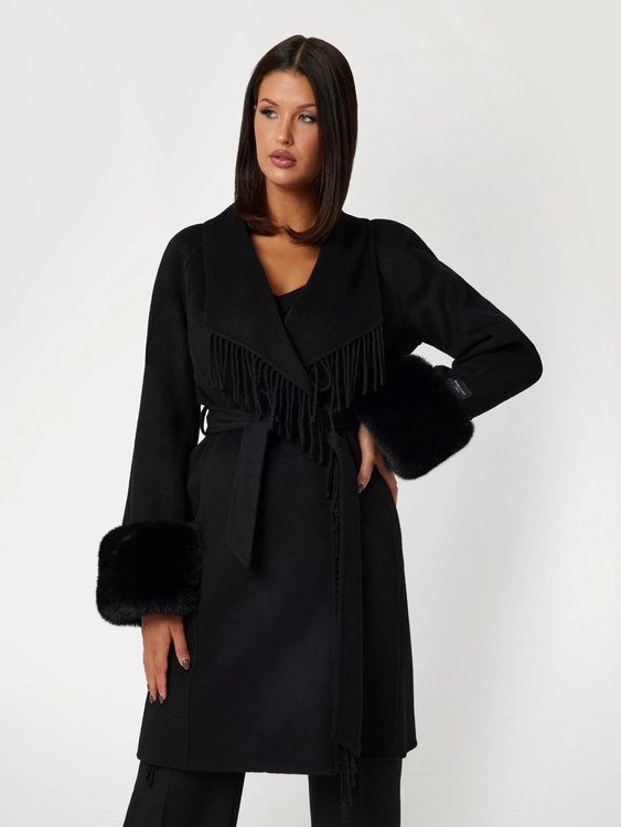 Luxusní Liliana kabát, Černá barva, 38, 40, 42, 44