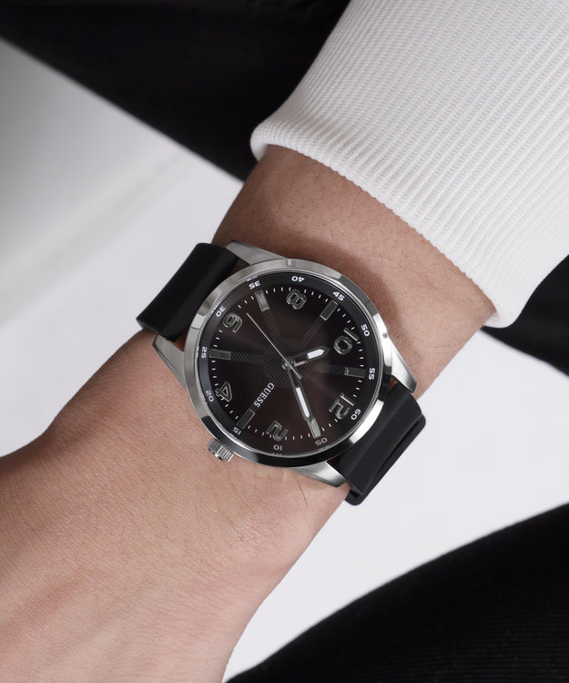 GUESS, Černá, Stříbrná barva Monte hodinky